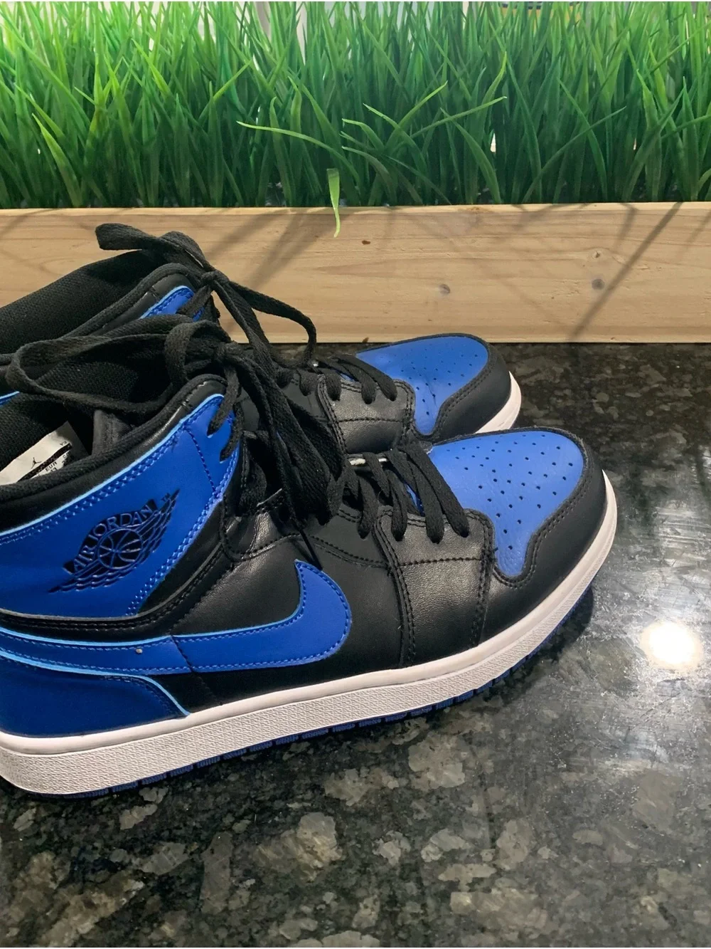 Nike Air Jordan 1 Mid Black & Royal Blue Sneakers
